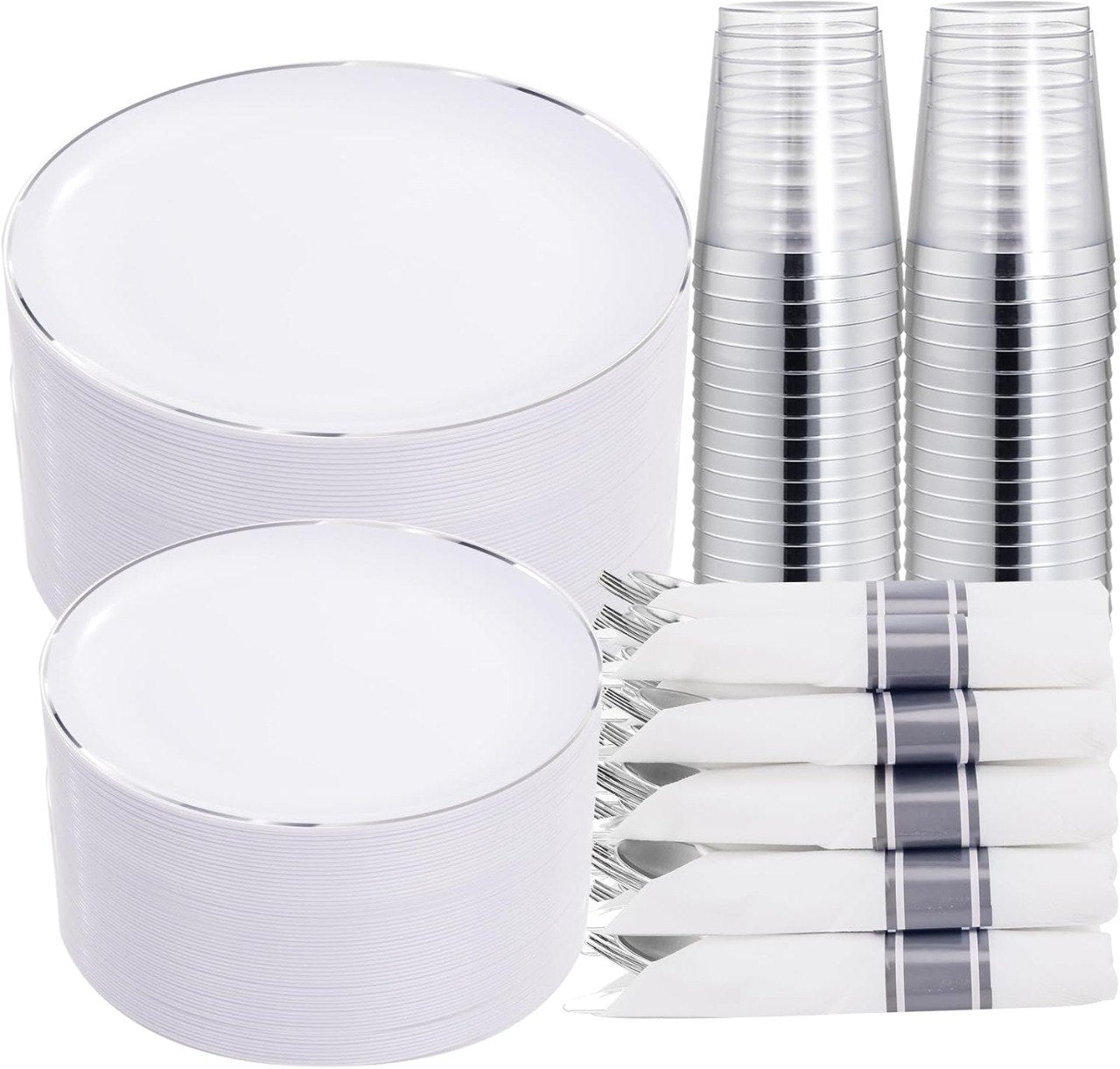 KIRE 350 PCS Plastic Dinnerware Set