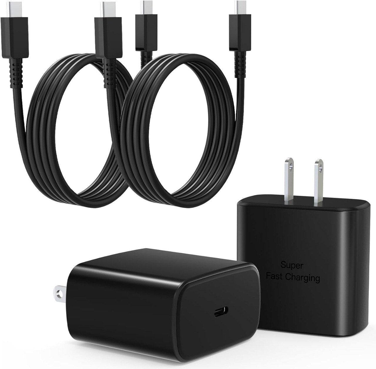 2 Pack USB C Fast Charger Blocks with Cables