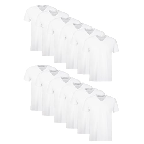 12 Pack Hanes Men's V-Neck Cotton Undershirts