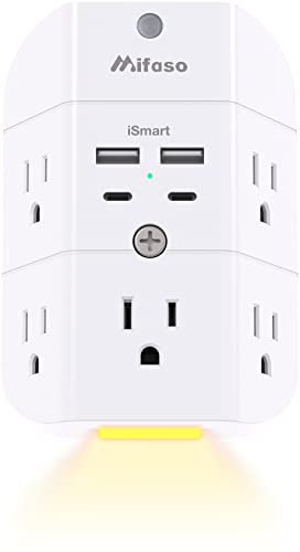 USB C Surge Protector Outlet Extender with Night Light