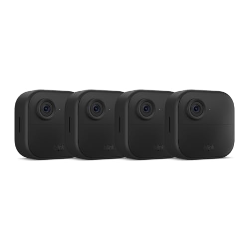 Blink Outdoor 4 (4th Gen) – Wire-free smart security camera, two-year battery life, two-way audio, HD live view, enhanced motion detection, Works with Alexa – 4 camera system