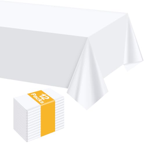 12 Pack Disposable Rectangle Plastic Tablecloths