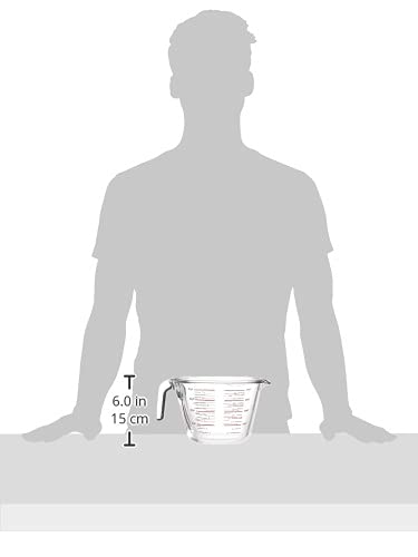 Amazon Basics Glass Measuring Cup, Precise 8 Cup Capacity, Clear Kitchen Measuring Tool, 2 L (Previously AmazonCommercial Brand)