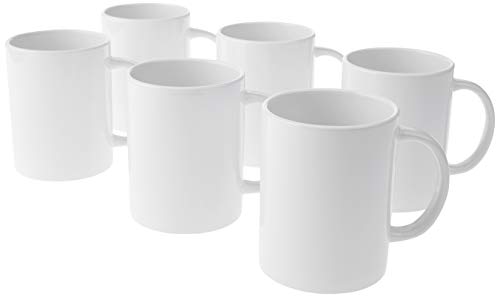Cricut Beveled Blank Mug, Ceramic-Coated, Dishwasher & Microwave Safe to Decorate, Mug Press & Infusible Ink Compatible,15 Oz Sublimation Mug, Ideal for Crafts and Printing, 6 Count, White
