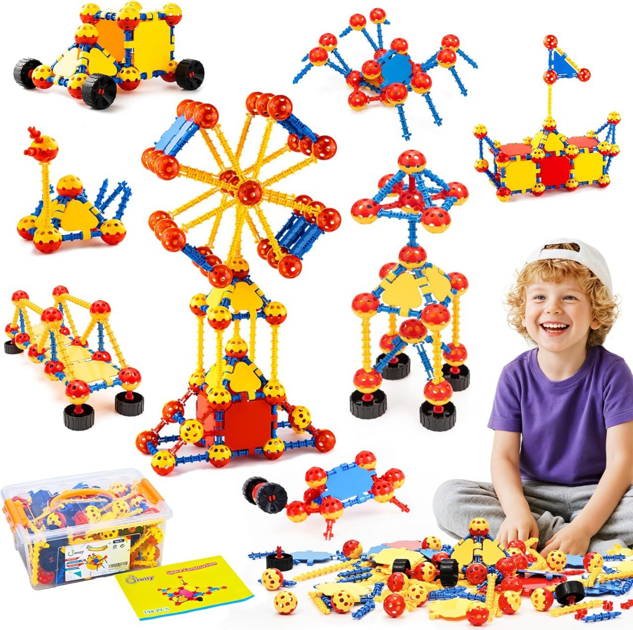 198 Piece STEM Construction Building Blocks Set