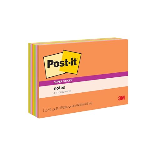8 Pack Post-it Super Sticky Notes