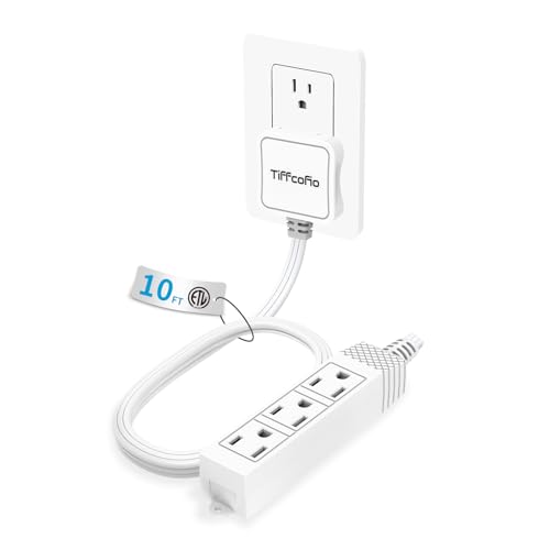 10 Ft Flat Plug Extension Cord with 3 Outlets