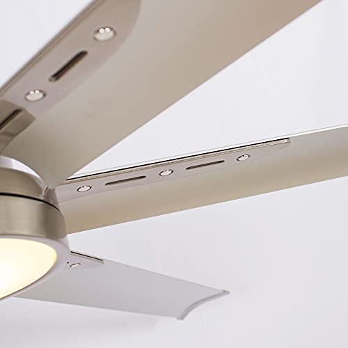 Ceiling Fans with Lights 65" Ceiling Fan with Remote Large Ceiling Fan for Shop Garage Porch Indoor Outdoor, DC Motor Reverse Airflow Fan Living Room, LED Light with Fan, DOE Tested, Brushed Nickel