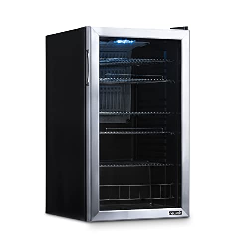 NewAir Beverage Refrigerator Cooler | 126 Cans Free Standing with Right Hinge Glass Door | Mini Fridge Beverage Organizer Perfect For Beer, Wine, Soda, And Cooler Drinks