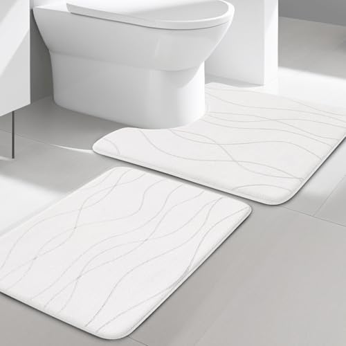 2 Piece Memory Foam Non-Slip Bathroom Rug Set