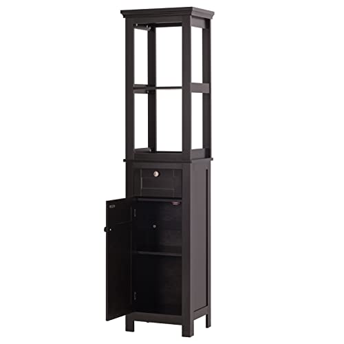 Slim Bathroom Storage Cabinet with Door and Shelves
