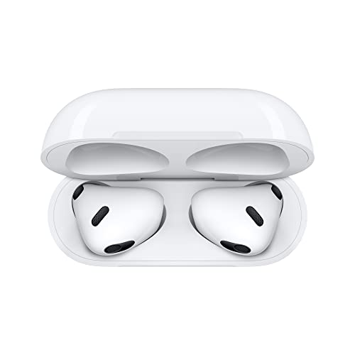 Apple AirPods (3rd Generation) Wireless Ear Buds, Bluetooth Headphones, Personalized Spatial Audio, Sweat and Water Resistant, Lightning Charging Case Included, Up to 30 Hours of Battery Life