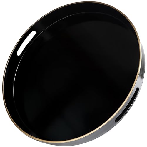 Round Decorative Serving Tray with Handles