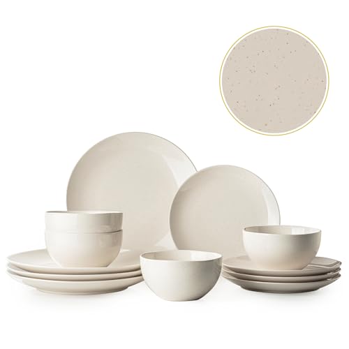 12 Piece Stoneware Dinnerware Set Plates and Bowls