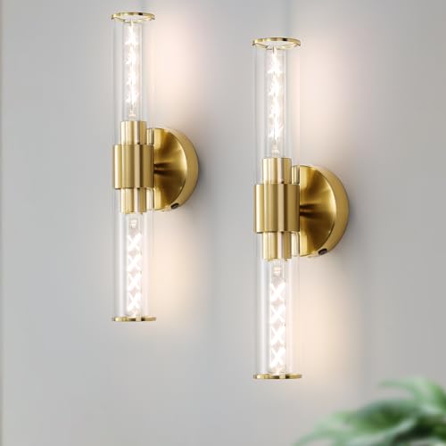 2 Pack 18-Inch Hardwired Glass Wall Sconces