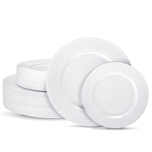 100 Count Heavy Duty Disposable Plastic Plates Set