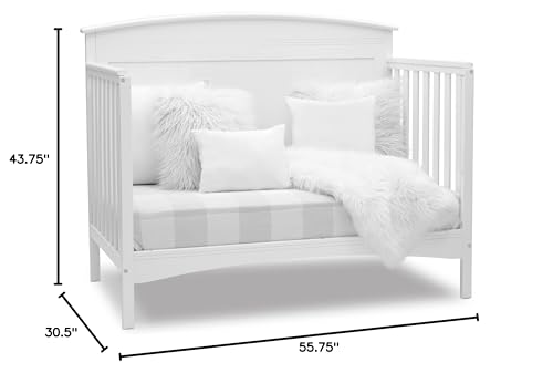 Delta Children Archer Solid Panel 4-in-1 Convertible Baby Crib - Greenguard Gold Certified, Bianca White