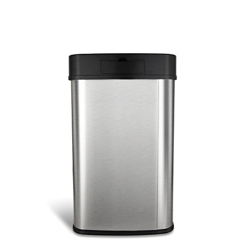 NINESTARS DZT-50-28 Automatic Touchless Motion Sensor Rectangular Trash Can, 13 Gal, Black Trim