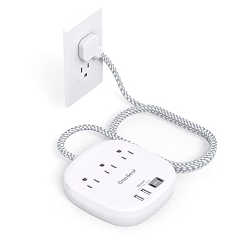 Flat Plug Power Strip with USB C Charging Ports