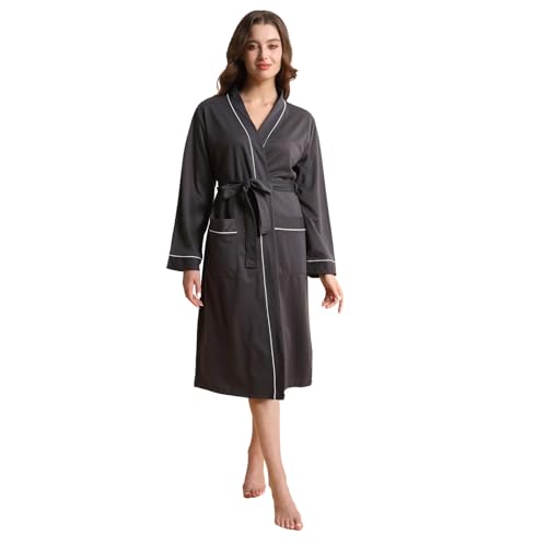 Womens Lightweight Kimono Robe Soft Bathrobe with Pockets