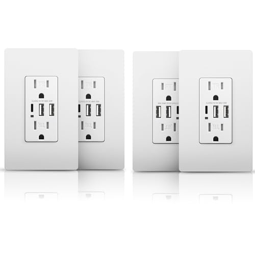4 Pack 30W USB C Wall Outlet Receptacles