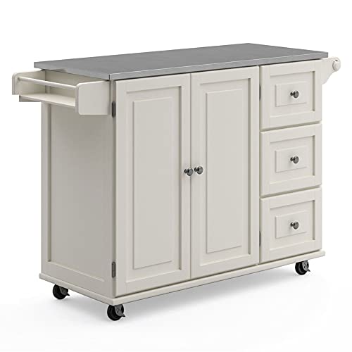 Kitchen Island Cart with Storage and Stainless Steel Top