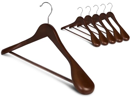 6 Pack Wooden Extra Wide Shoulder Coat Hangers