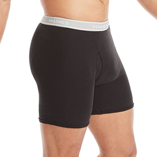 Hanes Men Hanes Boxer Briefs, Cool Dri Moisture-Wicking Underwear, Cotton No-Ride-up for Men, 12 Pack - Black