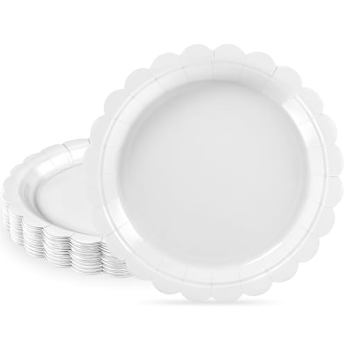 30 Pack Disposable 7-Inch Scalloped Dessert Plates
