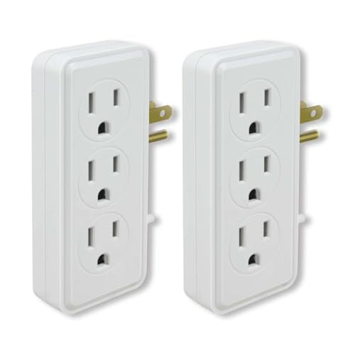 2 Pack 3-Pole Wall Outlet Extender Splitter