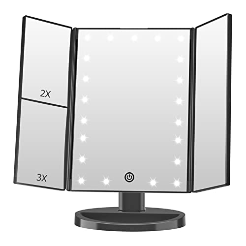 Lighted Makeup Mirror with 21 LED, Magnifying, Trifold