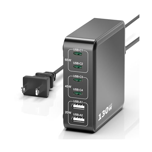 130W 6 Port GaN Fast USB C Charging Station