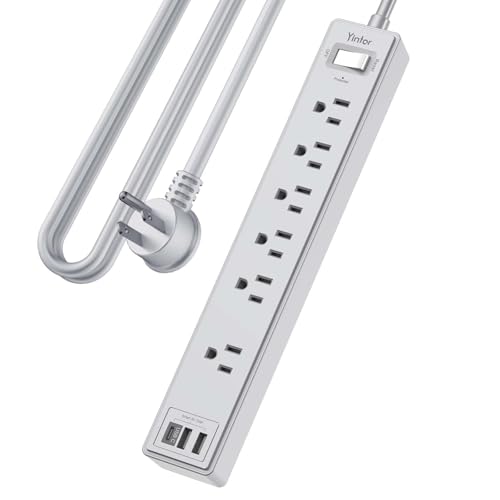 10Ft Power Strip Surge Protector with USB, 6 Outlets