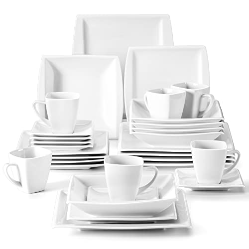 30 Piece Square Dinnerware Set Plates and Bowls