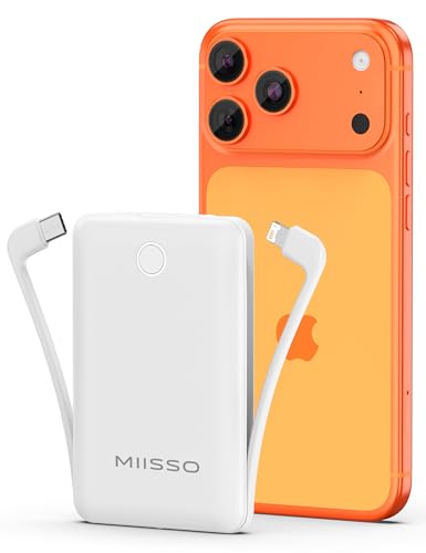 10000mAh Mini Portable Charger with Built-In Cable