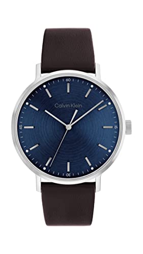 Calvin Klein Stainless Steel Quartz Leather Strap Watch