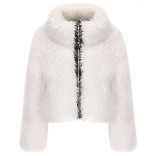 Women's Faux Fur Zip Up Jacket with Pockets