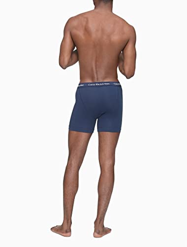 Calvin Klein Men's Cotton Stretch 5-Pack Boxer Brief, 3 Blue Shadow, 2 Cobalt, S