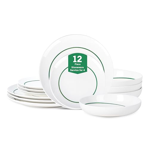 12-Piece Porcelain Dinnerware Set Plates and Bowls