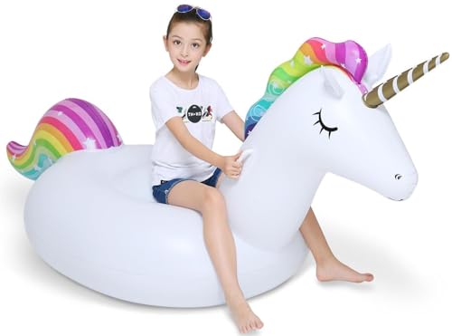 Jasonwell Inflatable Unicorn Pool Float Ride-On