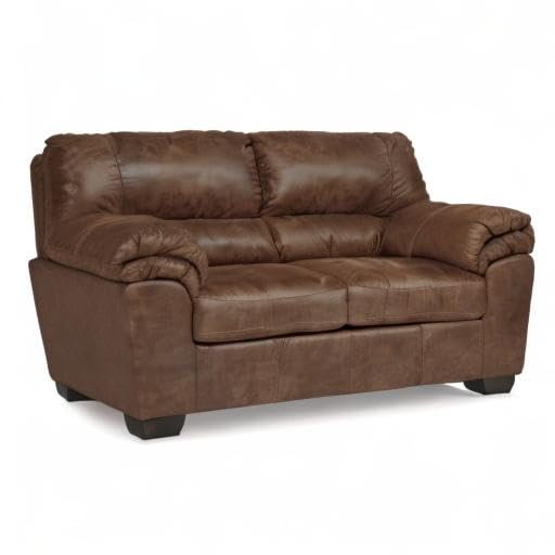 Ashley Bladen Faux Leather Loveseat, Brown