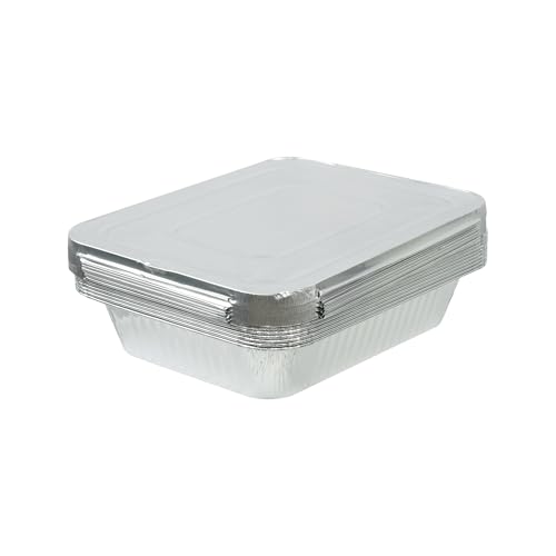 10 Pack Disposable Half Size Aluminum Foil Pans with Lids