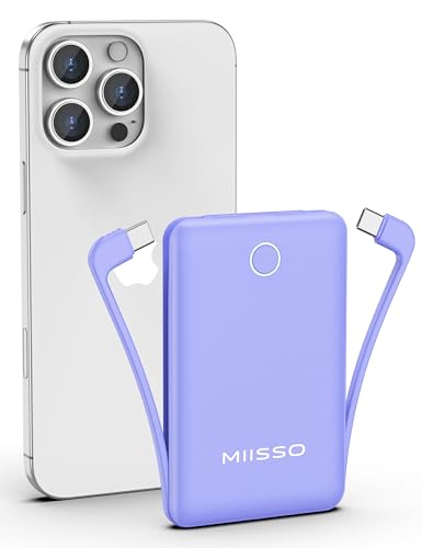 10000mAh Slim Portable Charger with Built-In Cables