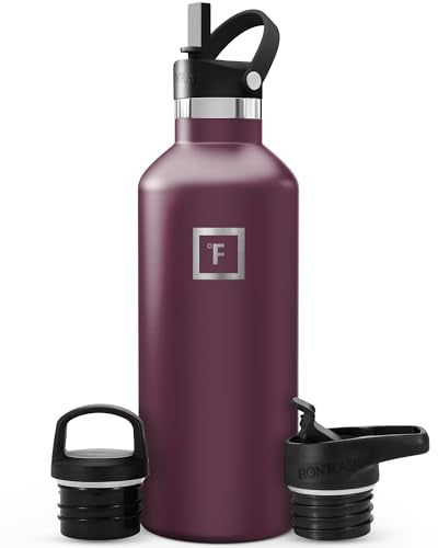 32 oz Insulated Narrow Mouth Water Bottle with 3 Lids