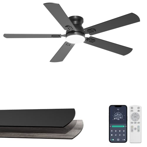 52-Inch Flush Mount Ceiling Fan with Light