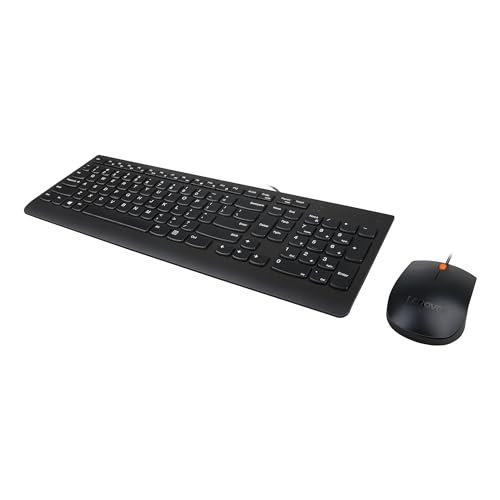 Lenovo 300 USB Combo, Full-Size Wired Keyboard & Mouse, Ergonomic, Left or Right Hand Mouse, Optical Mouse, GX30M39606, Black