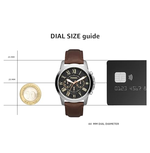 Fossil Men's Grant Quartz Stainless Steel and Leather Chronograph Watch, Color: Silver, Brown (Model: FS4813)