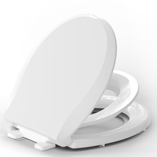 Round Slow-Close Toilet Seat with Built-In Toddler Seat