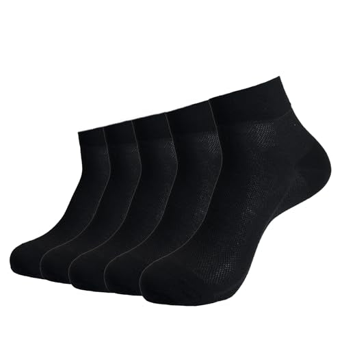 5 Pack Cotton Ankle Crew Socks, Breathable, Soft