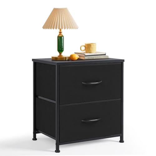 2 Drawer Fabric Nightstand Dresser End Table